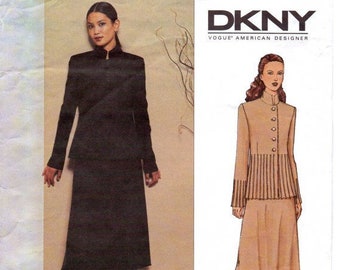 DKNY Womens Pintucked Below Hip Jacket & Skirt OOP Vogue Sewing Pattern 2621 Size 12 Bust 34 FF