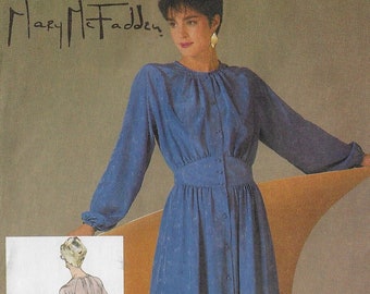 80s Mary McFadden Womens Designer Dress Waist Detail Simplicity Swing Pattern 6780 Size 16 Bust 38 FF