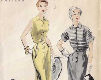 1950s Dress & Bolero Vogue Sewing Pattern 7847 Size 12 Bust 30 FF Unprinted Pattern