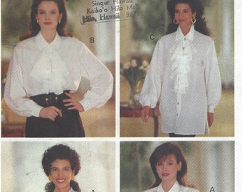 90s Womens Blouse or Shirt Neckline Variations Butterick Sewing Pattern 6920 Size 14 16 18 Bust 36 38 40 UnCut Suit Blouse Patterns