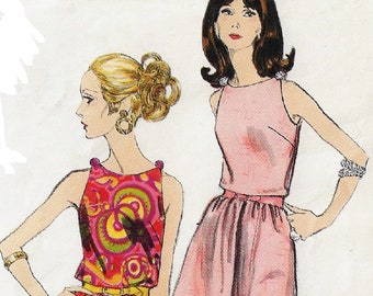 1960s Mod Dress in Two Lengths Vogue Sewing Pattern 7049 Size 10 Bust 31 FF