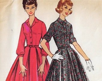 50s Teen and Junior Shirtwaist Dress with Full Pleated Skirt McCalls Sewing Pattern 5148 Size 13 Bust 33