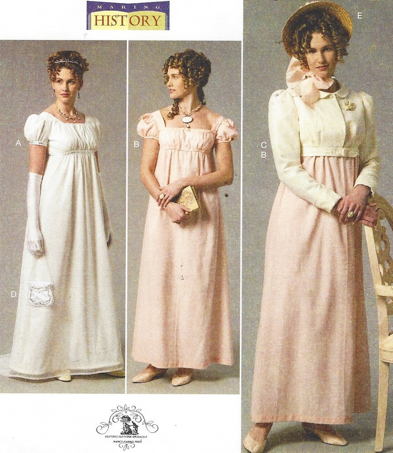 Butterick Sewing Pattern B6074 Womens Regency Period Dress Etsy