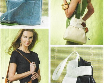 DIY Lined Shoulder Bags in 2 Styles Suede, Leather, Denim Vogue Sewing Pattern V8661 FF