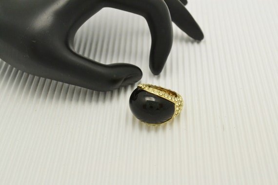 Stunning Onyx Dome Ring with Complete Rhinestone … - image 8