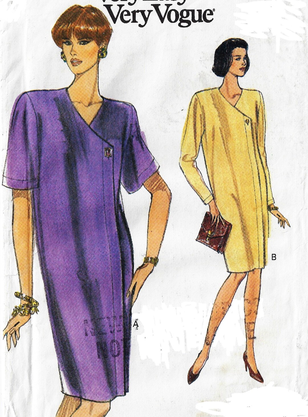 90s Womens Chemise Style Dress Asymmetrical Closing Vogue Etsy