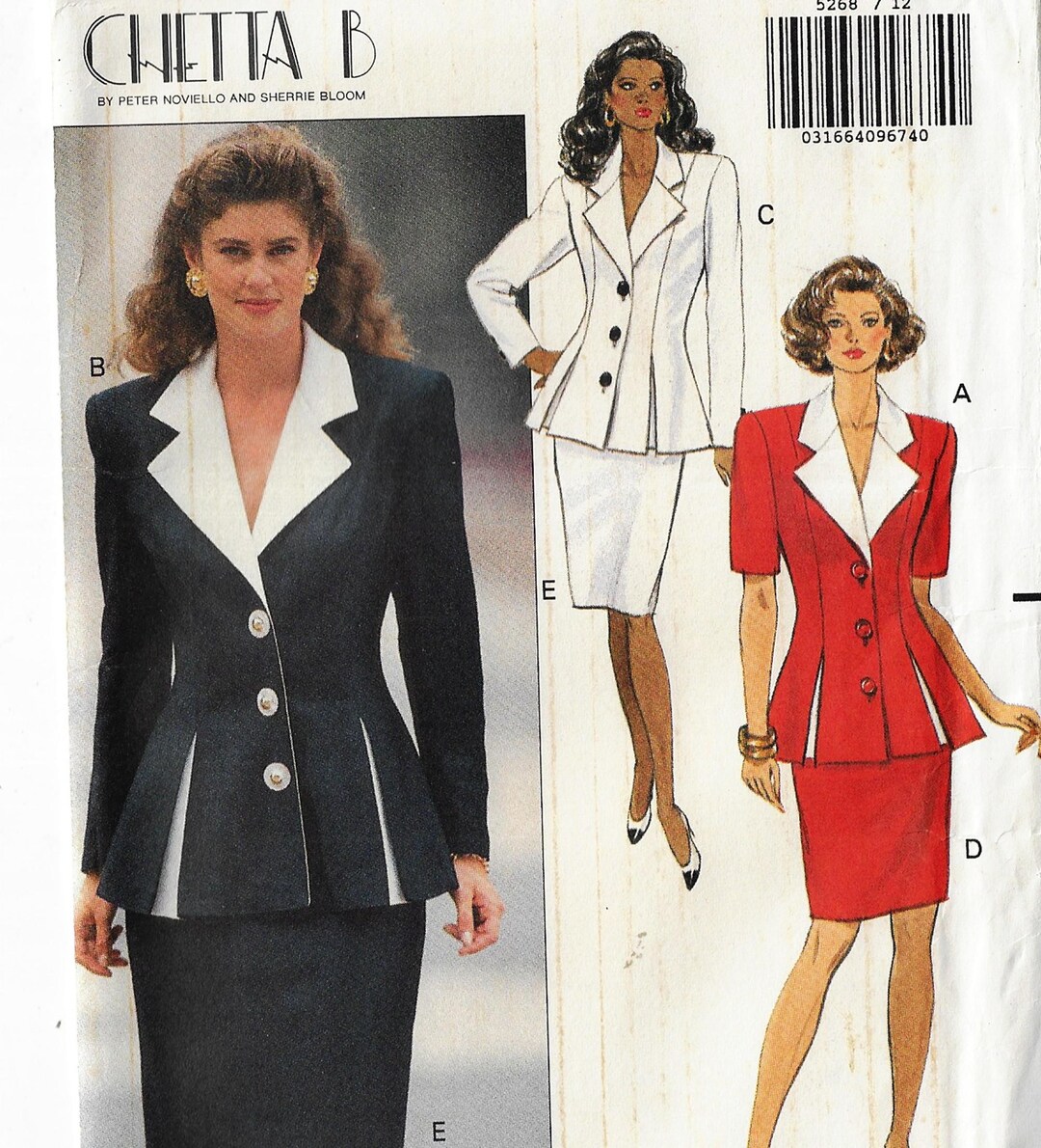 Chetta B Peplum Jacket & Skirt Butterick Sewing Pattern 5268 Size 12 14 ...