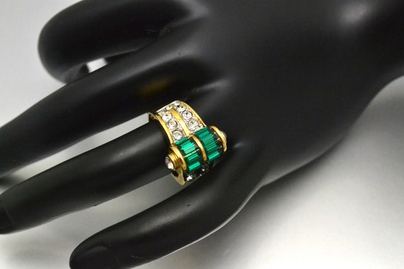 Vintage 18K Gold Electroplate Ring with Rhineston… - image 5