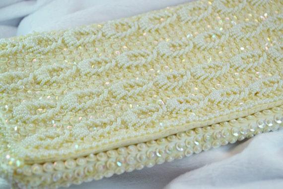 1950s Marshall Fields Ivory Clutch Hand Made in H… - image 7