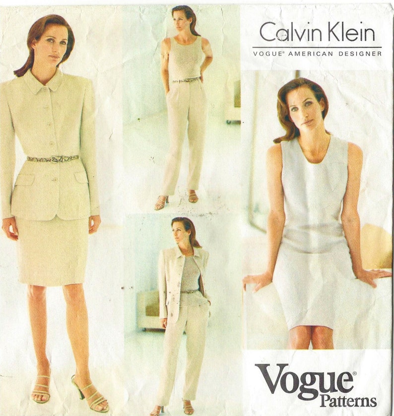 90s Vogue Sewing Pattern 1635 Calvin Klein Womens Below Hip | Etsy