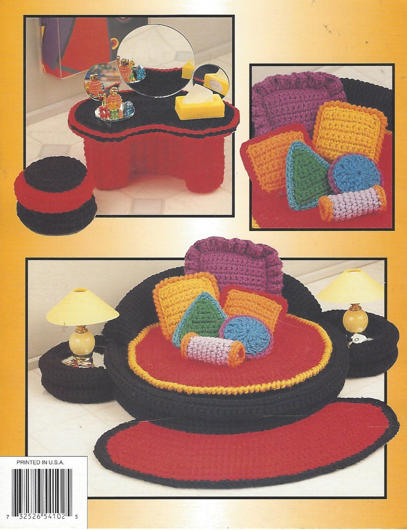 90s Bedroom Jazz Crochet Doll Furniture for Barbie and Doll Houses Annie/'s Fashion Doll Home Decor Crochet Collectors Guild 541B