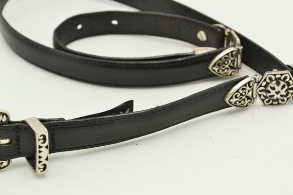 Vintage BRIGHTON Women\'s Black Leather Concho Belt 1995 Large Up To 34 InchWaist Brighton Women main image 4