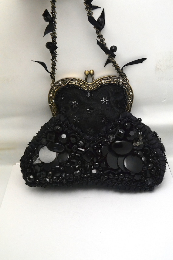 Mary Frances Lolita Purse Black with Sequins, Lac… - image 1