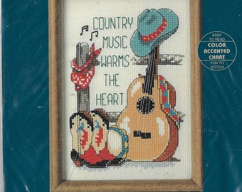 90s Country Music Sunset Jiffy Counted Cross Stitch Kit 16591 Designed by Patrick Coddington Finished Size 5&quot; x 7&quot;