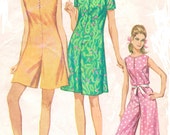 1960s Simplicity Sewing Pattern 7139 Womens Mod Pantdress, Romper or Jumpsuit Size 12 Bust 32 Mod Evening Jumpsuit