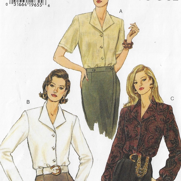 90s Damen Bluse mit Ärmel Variationen Perfekt für Anzüge Vogue Schnittmuster 9039 Größe 18 20 22 Brust 40 42 44 FF