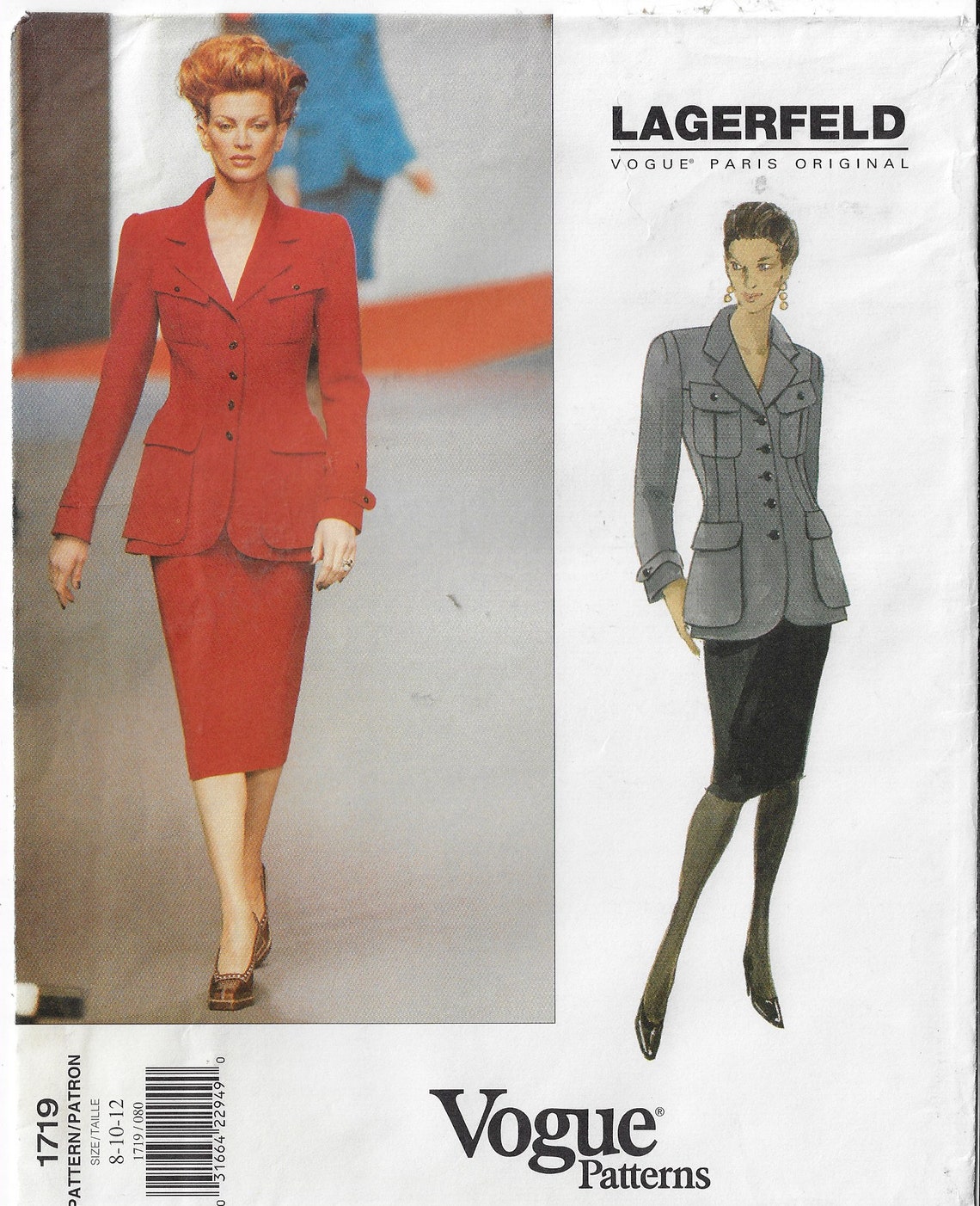 90s Lagerfeld Military Style Jacket & Skirt Vogue Sewing - Etsy