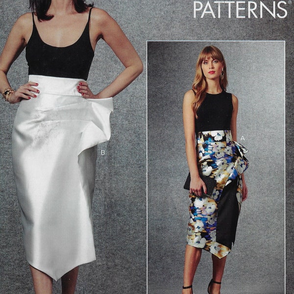 Womens High Waisted Skirt Lined Wrap Skirt Vogue Sewing Pattern V1684 Size 6 8 10 12 14 Hip 32 1/2 to 38 FF