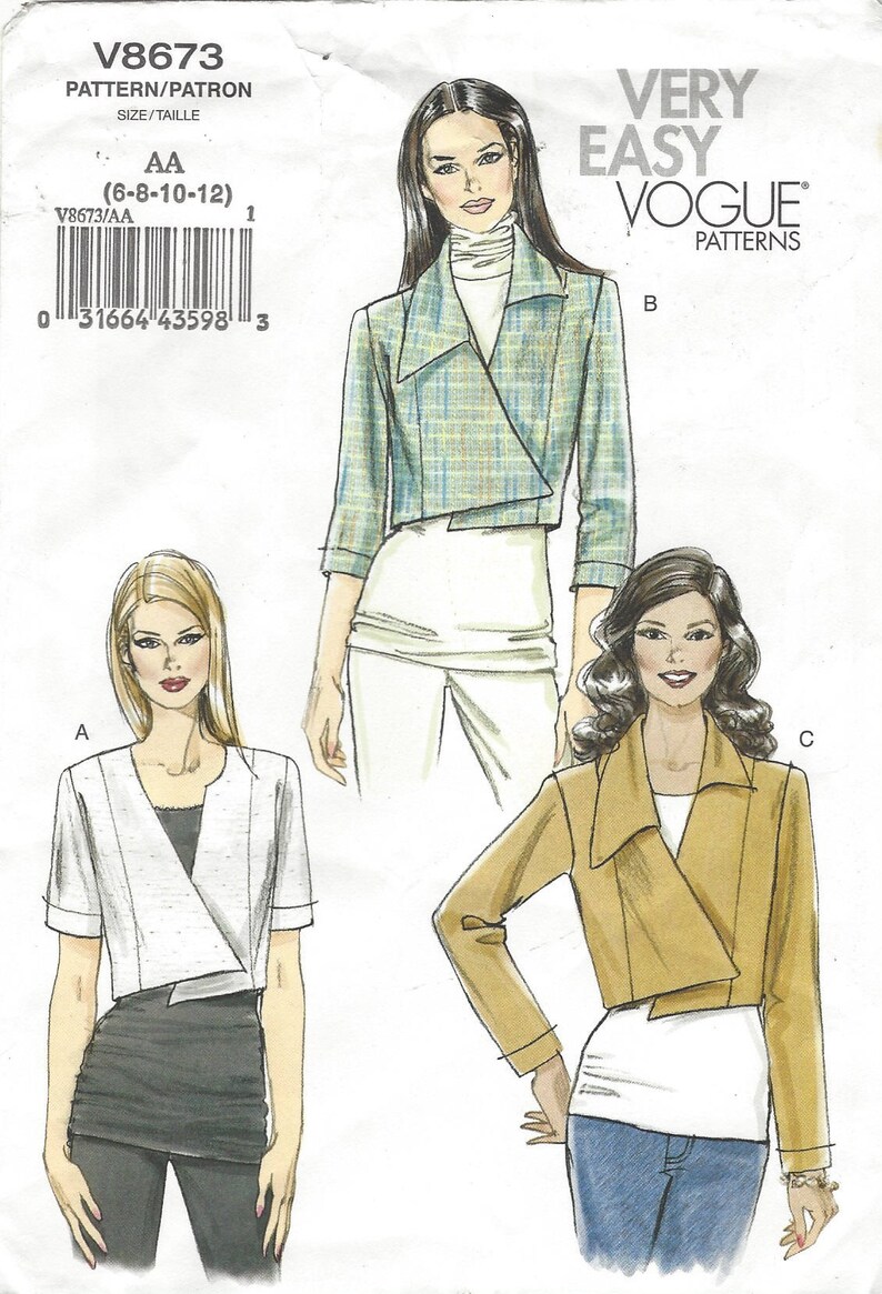 Womens Waist Length Jacket With Asymmetrical Front 3 Sleeve Etsy