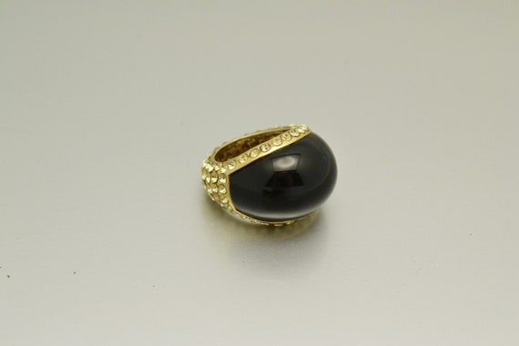 Stunning Onyx Dome Ring with Complete Rhinestone … - image 3