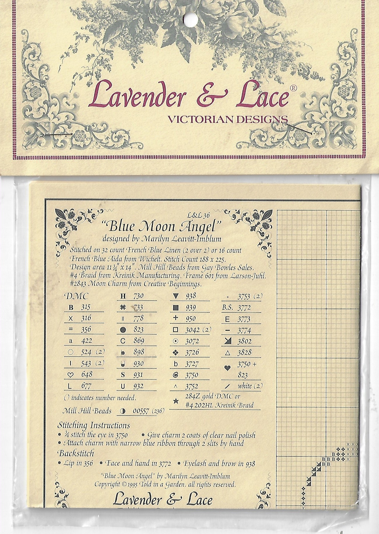 80年代ブルームーンエンジェルチャート ラベンダー＆レースLとL