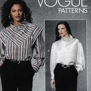 Womens Pullover Cowl Neckline Top with Variations OOP Vogue Sewing Pattern V1726 Size 8 10 12 14 16 Bust 31 1/2 to 38 FF