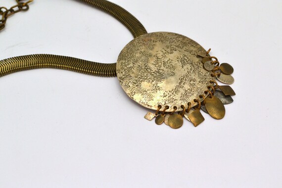Vintage Marjorie Baer SF Necklace Two Tone Metal Etched Silver