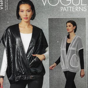Sandra Betzina Womens Cocoon Vest Oversized Vogue Sewing Pattern V1690 Size 10 12 14 16 18 20 22 24 26 28 Bust 32 to 55 FF