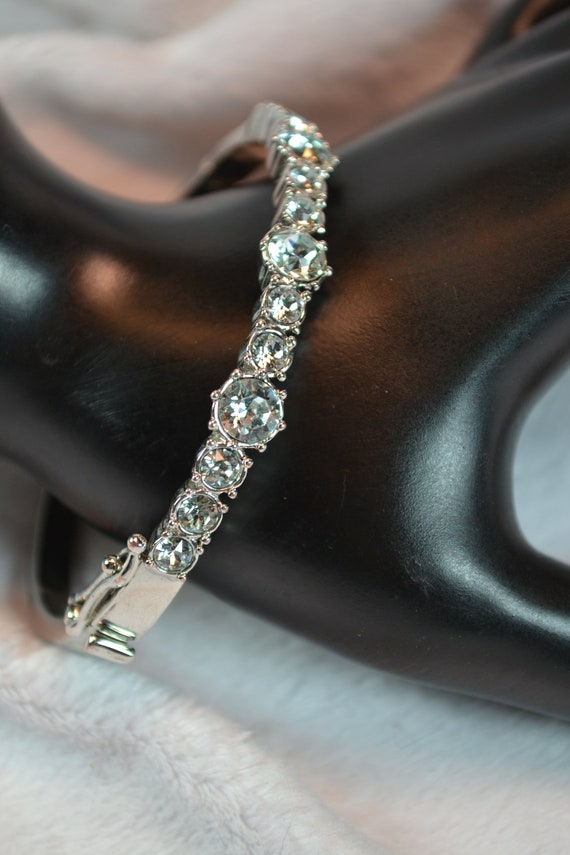 Sparkling Signed Givenchy Hinged Bangle Bracelet … - image 5