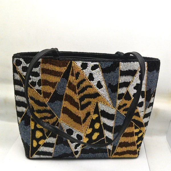 Vintage Chico's Beaded Animal Print Handbag Perfect Gift for Her