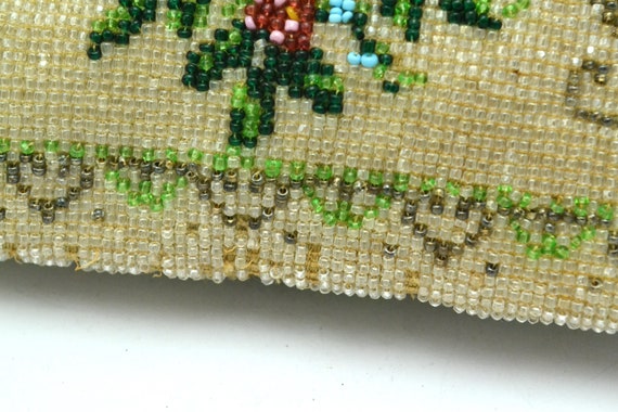 Vintage Micro Beaded Purse with Crocheted Drawstr… - image 7