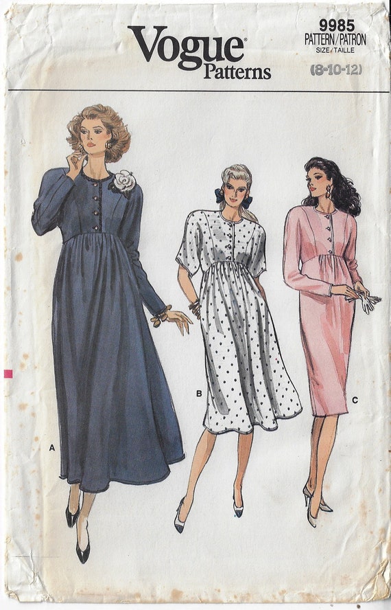green emerald velvet dress 1950s Vintage Vogue Sewing Pattern 8882 Misses Empire Waist Cocktail Dress  30 B