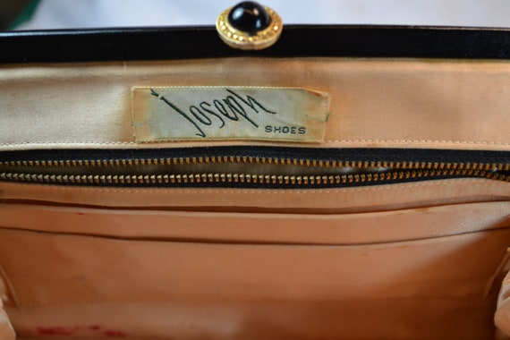 Vintage 50s Black Patent Leather Clutch Purse Fau… - image 3