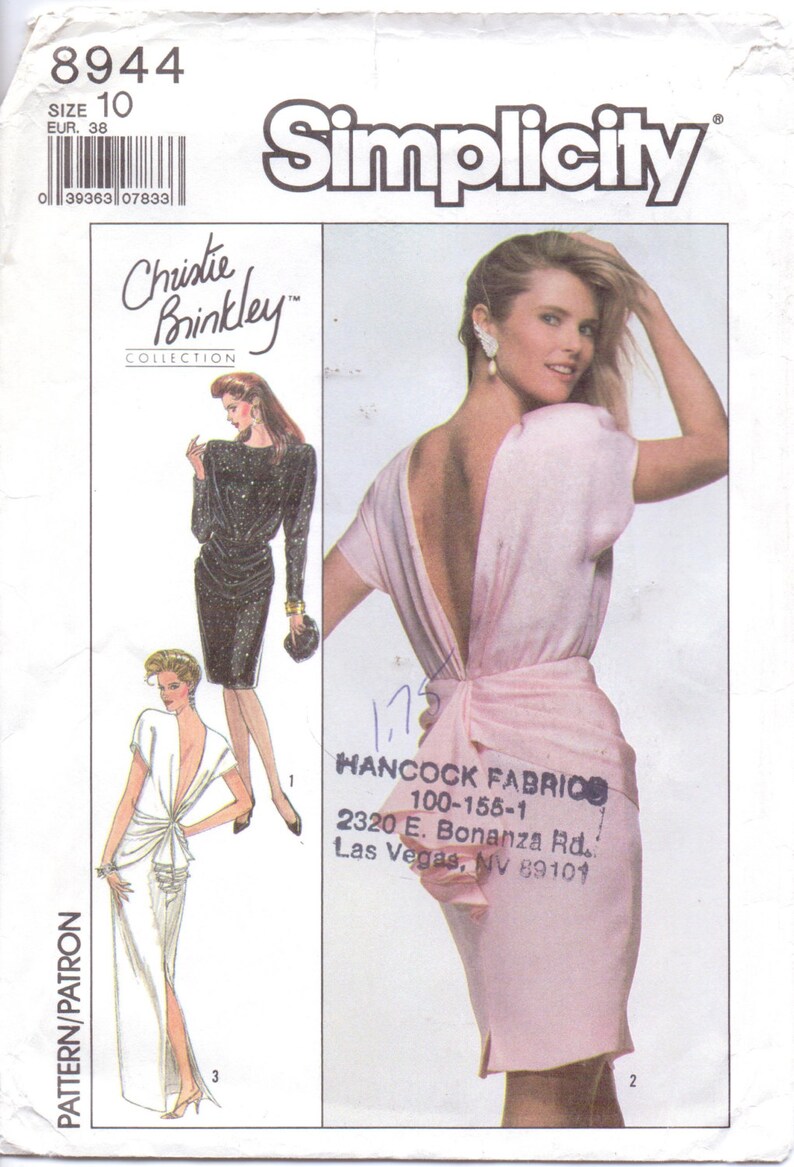 1980s Simplicity Sewing Pattern 8944 Christie Brinkley Womens - Etsy