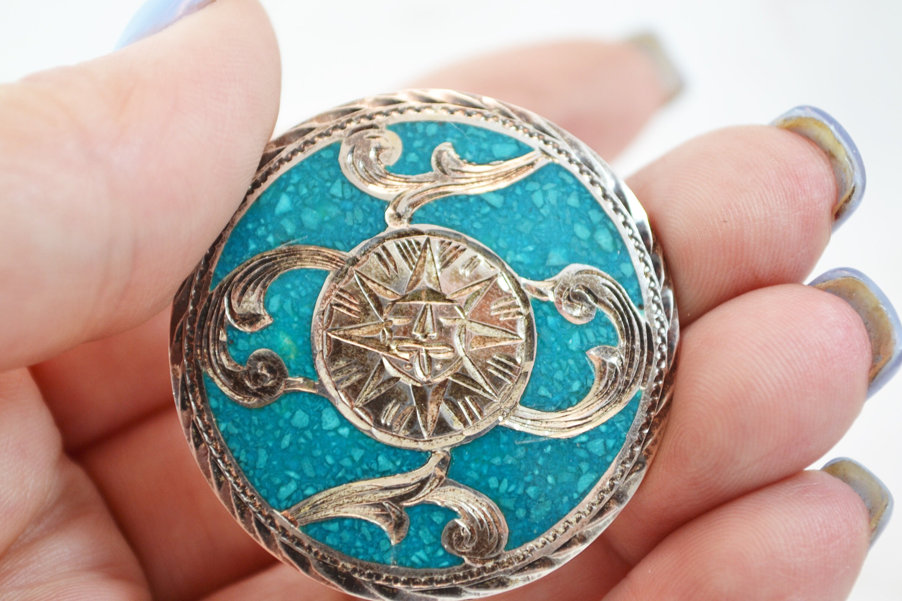 Ceinture En Argent Sterling Vintage - Taille S - Style Mexicain - Occasion Bon état