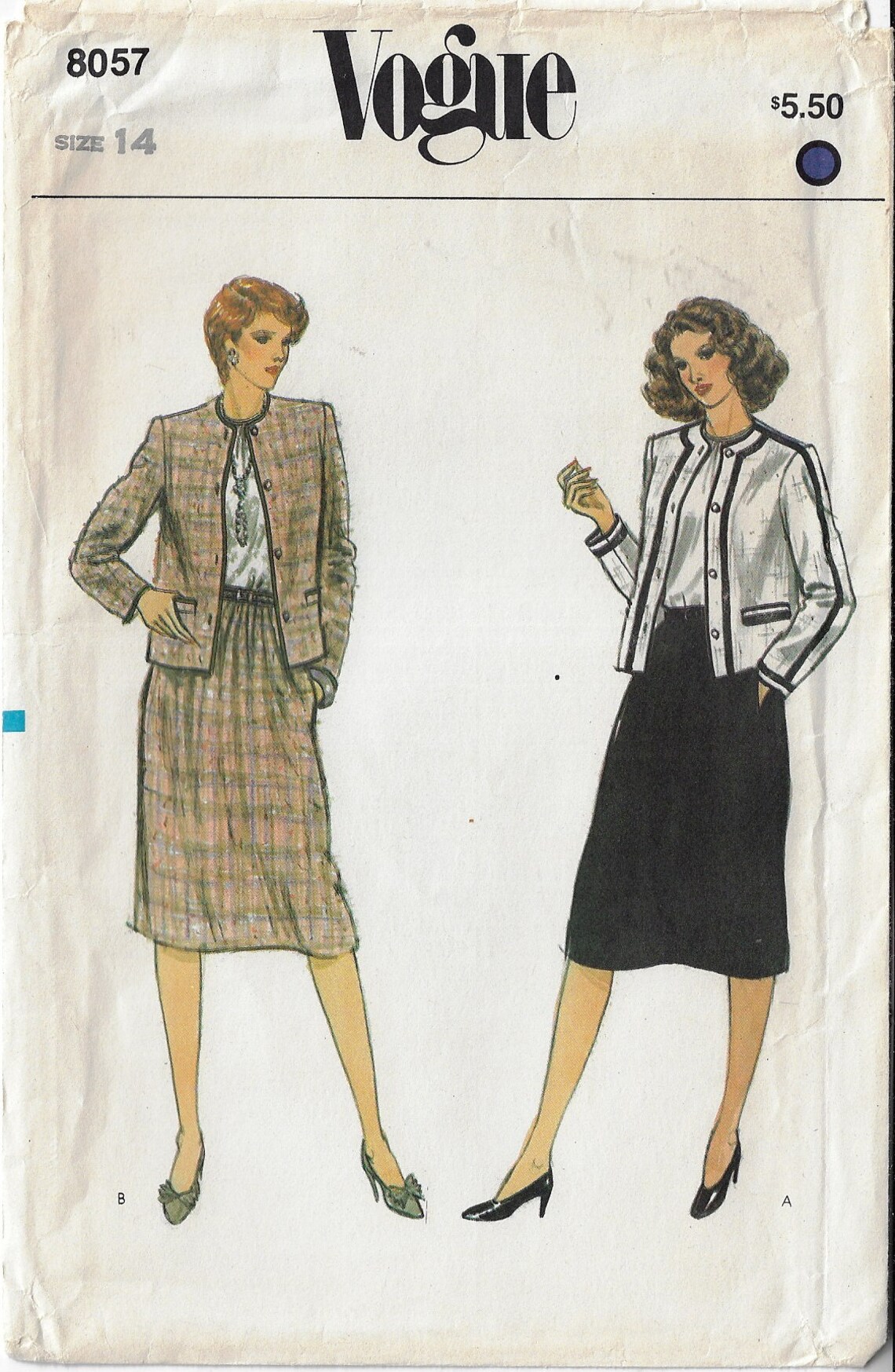 Boxy Jacket Pattern 80s Boxy Jacket, Skirt and Blouse Vogue Sewing Pattern 8057 Size 14 FF ...
