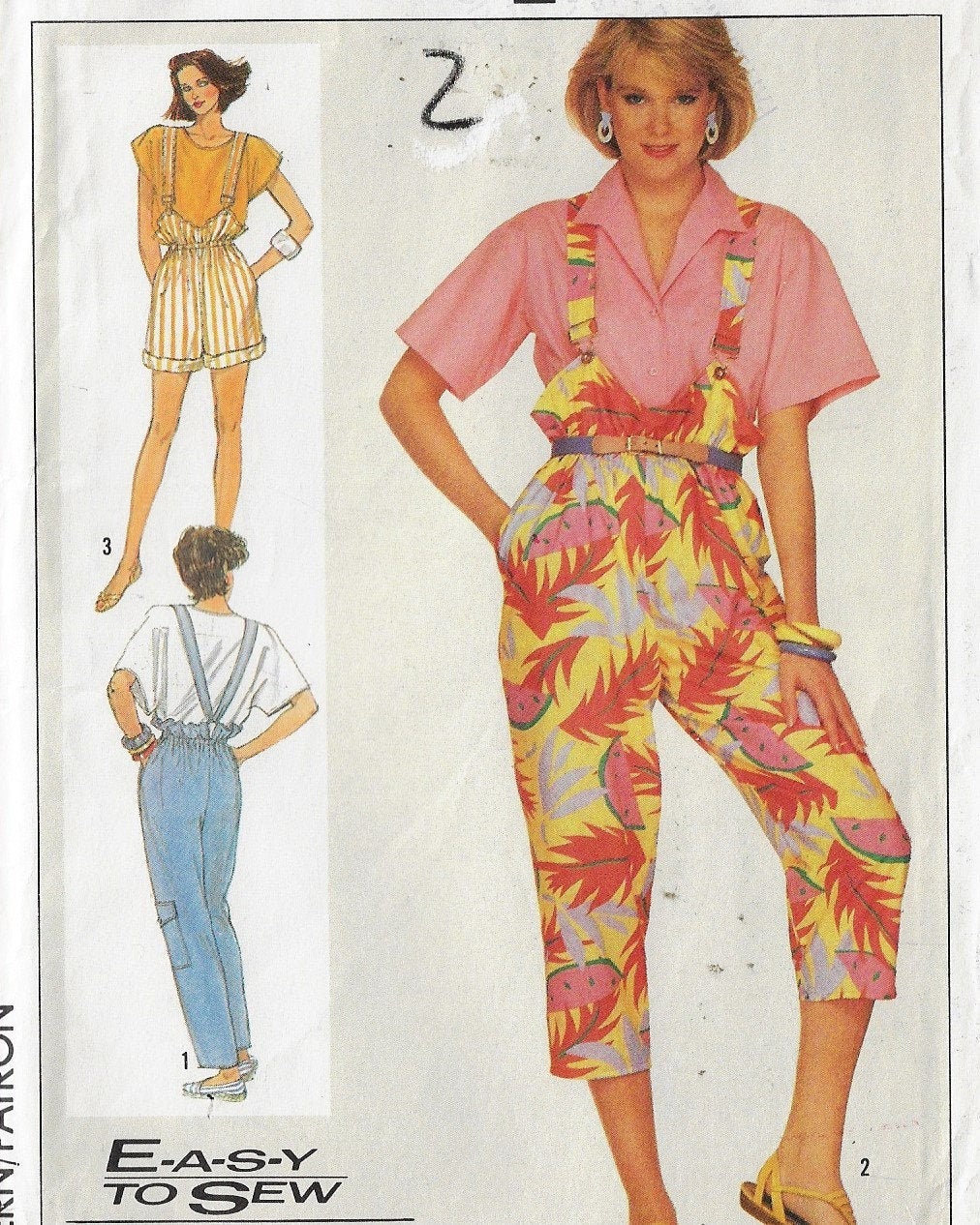 80s Simplicity Sewing Pattern 7388 Womens Suspender Pants in 3 - Etsy