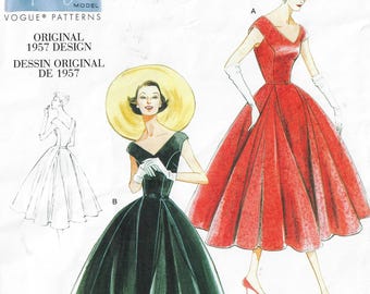 1950s Womens Dress Vogue Sewing Pattern V1172 Size 6 8 10 12 FF