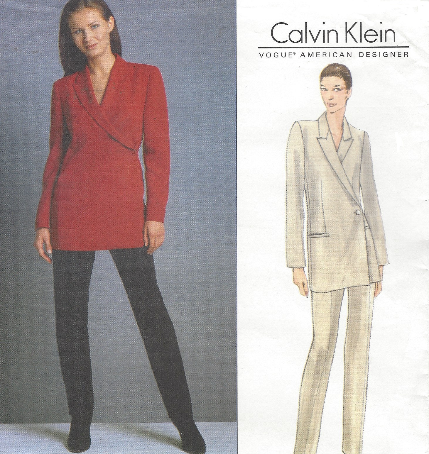 calvin klein red pantsuit