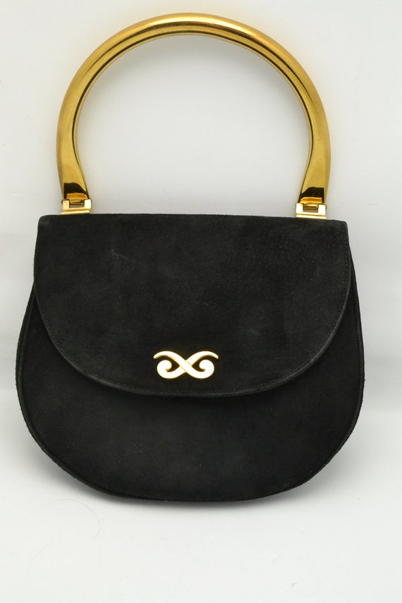 Vintage MM Morris Moskowitz Black Suede Handbag Genuine Leather