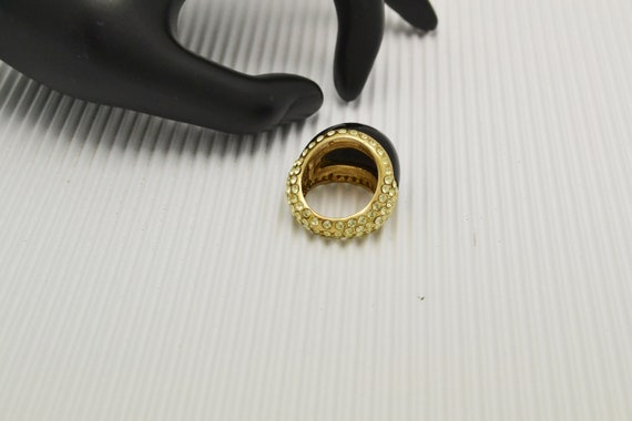 Stunning Onyx Dome Ring with Complete Rhinestone … - image 4