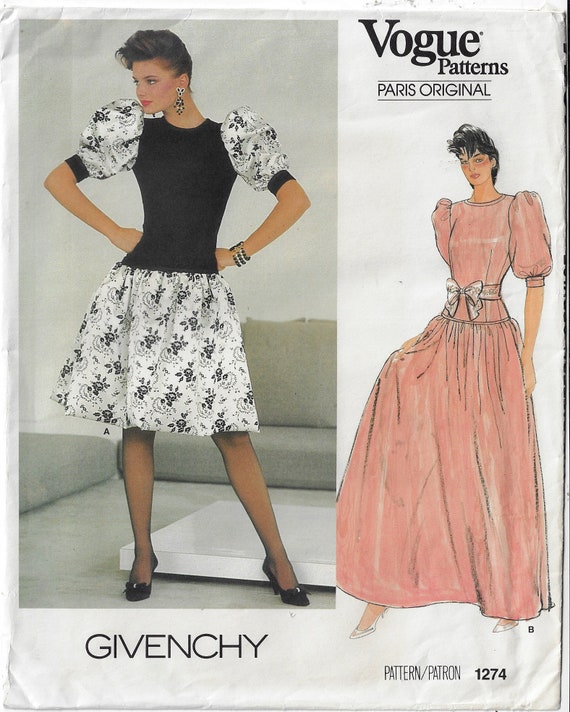 Givenchy 80’s Runway Piece ジバンシー ヴィンテージ 80s Givenchy Dropped Waist Ballgown Vogue Sewing Pattern 1274 Size