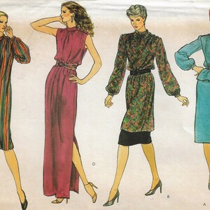 80s Womens Dress, Tunic, Top & Skirt Vogue Sewing Pattern 8076 Size 14 Bust 36 FF