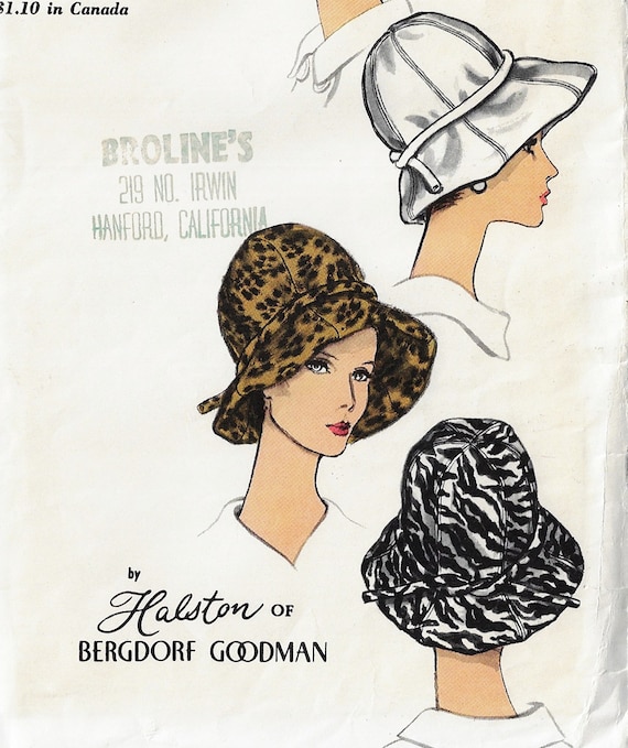 1960s Halston of Bergdorf Sectional Hat or Cloche Vogue Sewing
