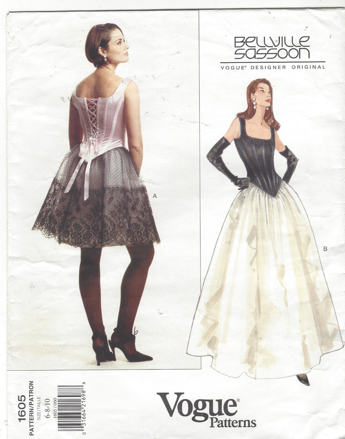 Buy Bellville Sassoon Womens Corset Top & Full Skirt Long or Short Vogue  Sewing Pattern 1605 Size 6 8 10 Bust 30 1/2 to 32 FF Online in India 