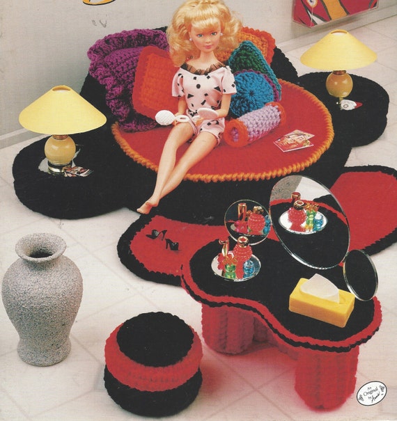 90s Bedroom Jazz Crochet Doll Furniture For Barbie And Doll Houses Annie S Fashion Doll Home Decor Crochet Collectors Guild 541b