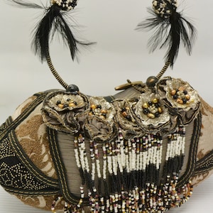 Vintage Mary Frances Top Handle Box Purse With Brocade, Beads ...