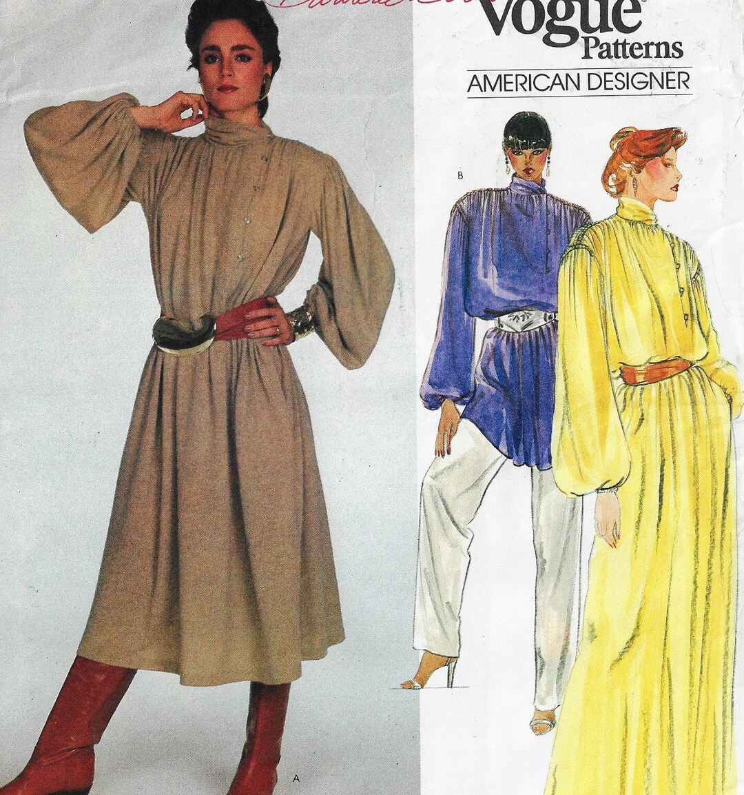 80s Bill Blass Romantic Dress in 2 Lengths or Tunic Vogue Sewing ...