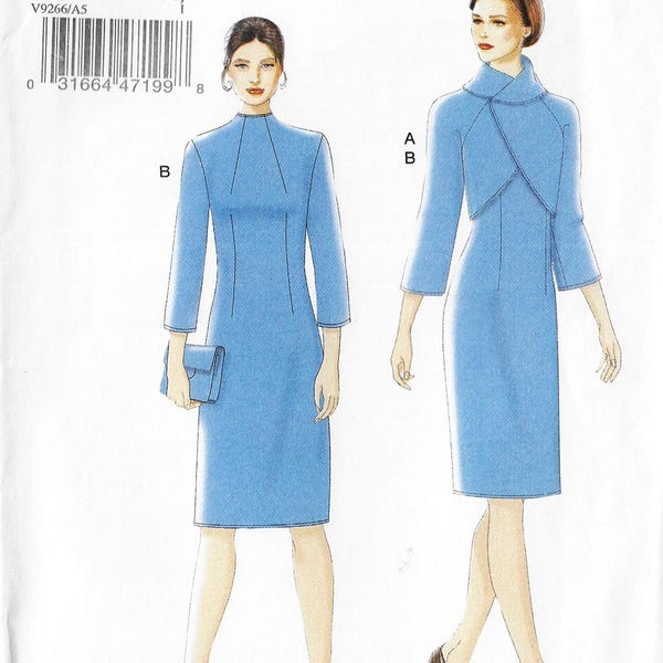 Patrón de costura Vogue V9266 para chaqueta bolero y vestido con cuello alto, tallas 6, 8, 10, 12 y 14 FF