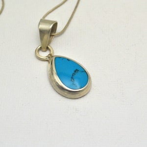 Beautiful Turquoise Pendant Set in Sterling Silver with 925 Silver Chain Made in Mexico